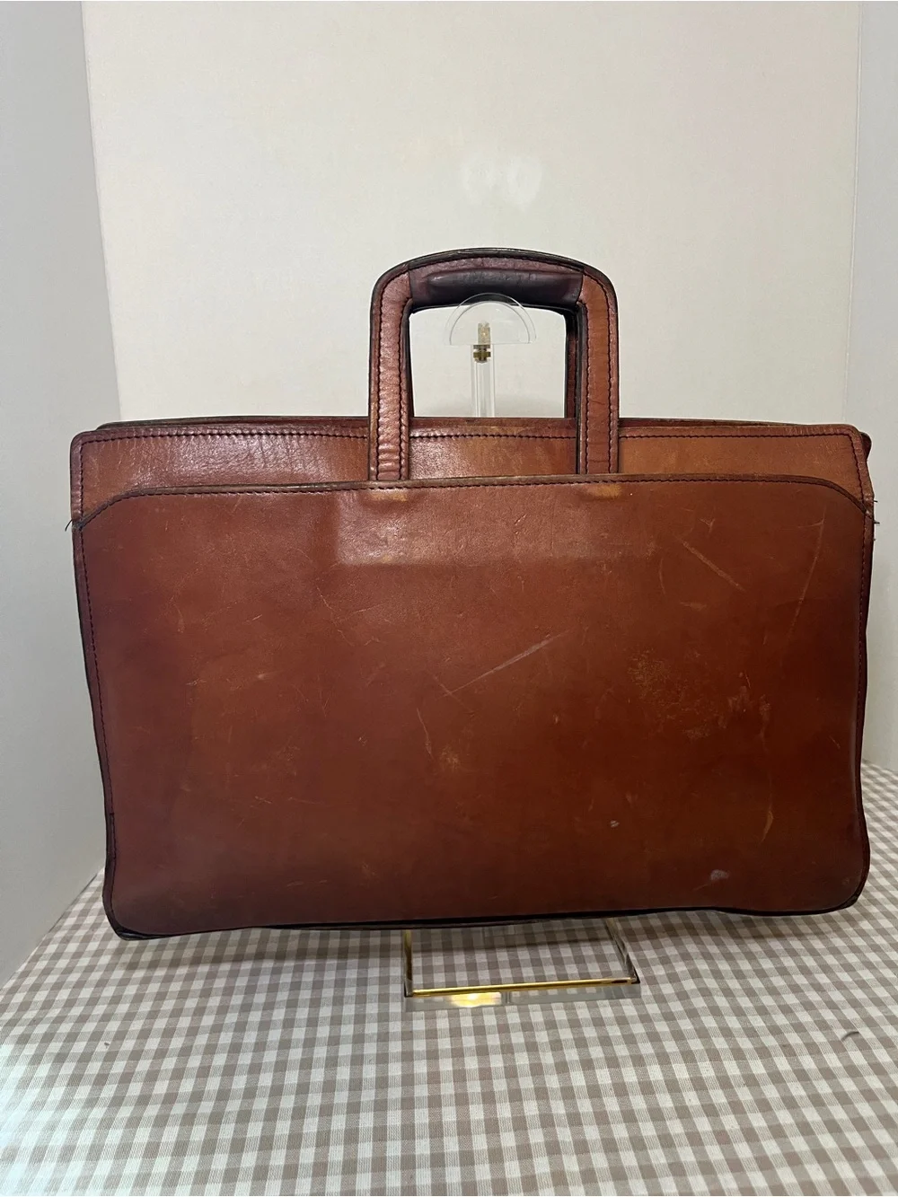 Vintage Schlesinger Brothers Brown Leather Briefcase / Portfolio 1970's-80's